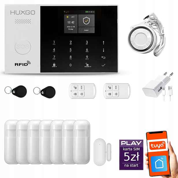 Bezdrátový alarm WiFi Gsm 4G, Tuya, alarmová sada Huxgo HXA005 R7PS