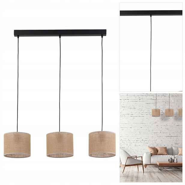 Béžový lustr Juta tříbodový v retro stylu nad jídelnou Tk Lighting