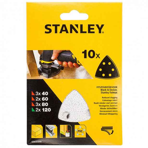 Stanley - 10dílná sada brusných papírů, 93x93 mm STA32348-XJ