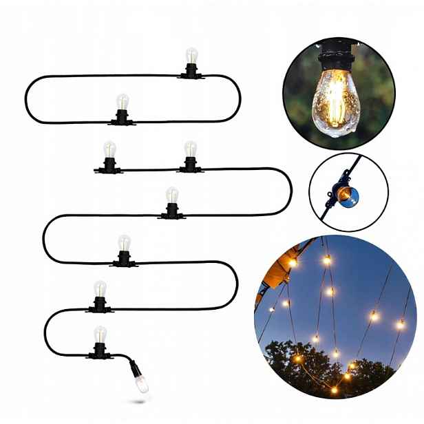 Světelná girlanda Neo Tools 2000 cm žlutá 22 síťových žárovek IP65 99-106