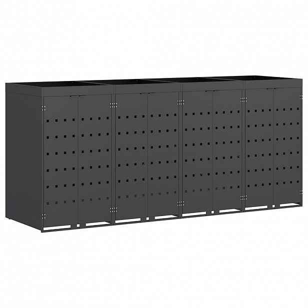 vidaXL Úložný box na 4 popelnice Antracit 272 x 77,5 x 121,5 cm