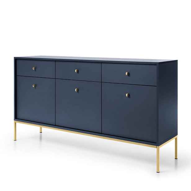 MASSENO KOMODA MONDO, 154/83/39 cm se 3 zásuvkami a 3 dvířky, modrá
