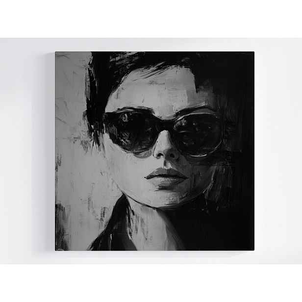 Obraz Na Plátně Canvas Portrét Žena Dívka Tvář Brýle B&w 50x50