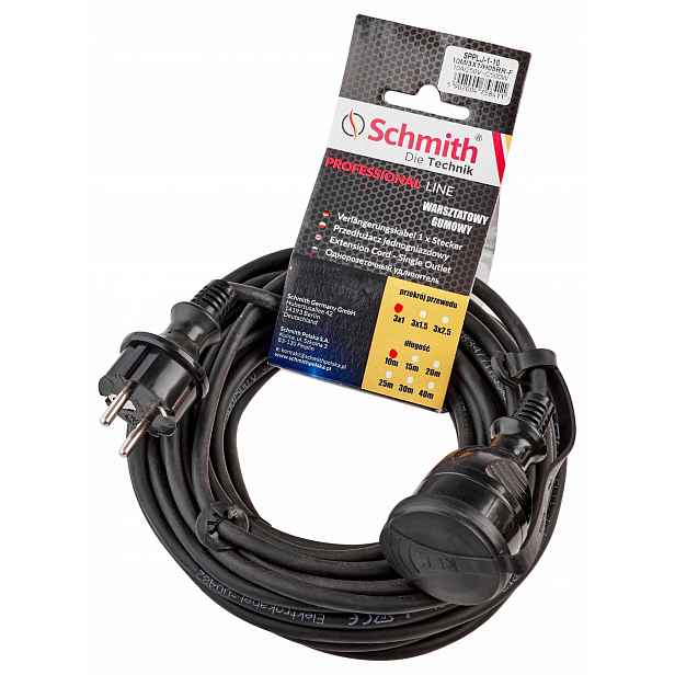Schmith Prodlužovací Kabel 3X2,5MM, 10M Černý SPPLJ-3-10