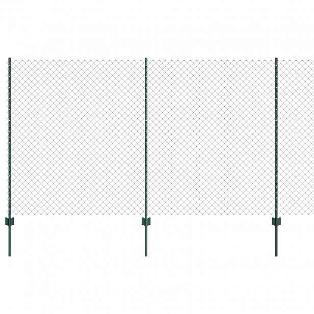 vidaXL Plot s řetězovým odkazem a sloupkem 10 x 1,4 m Zelená Síťovina