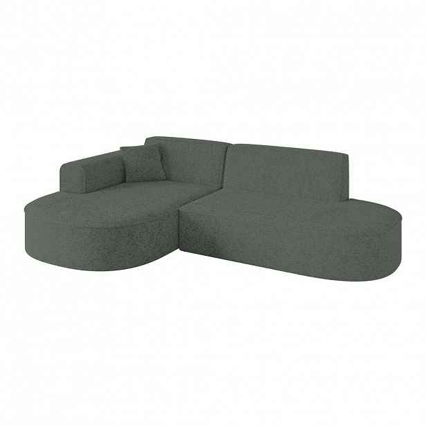 ALTDECOR ROHOVÁ SEDAČKA s otomanem vlevo MARI-L1 – 243 x 171 x 79 cm, zelená látka
