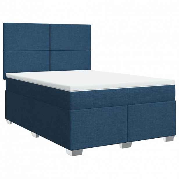 vidaXL Box spring postel s matrací modrá 140x200 cm textil