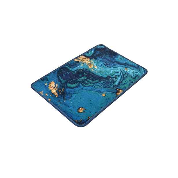Modrá/ve zlaté barvě koupelnová předložka 60x40 cm Marbling - Foutastic