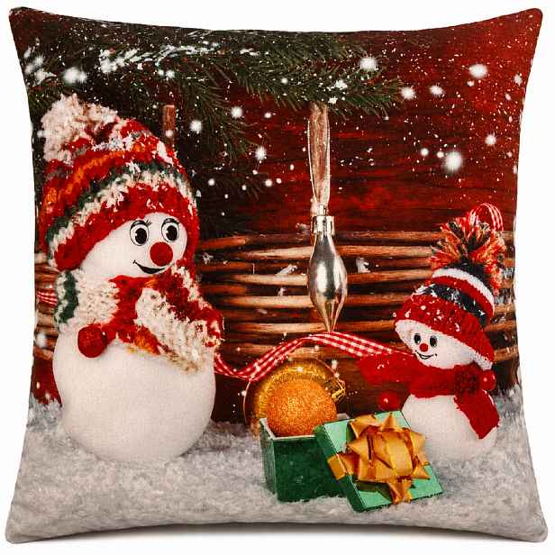 Vánoční povlak na polštář SNOWMANS FRIENDS 40x40 cm