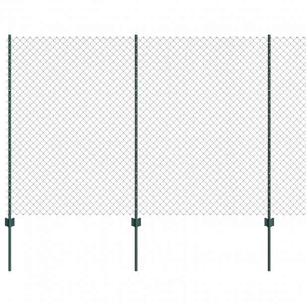 vidaXL Plot s řetězovým odkazem a sloupkem 10 x 1,6 m Zelená Síťovina