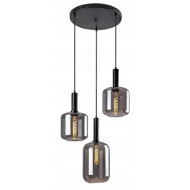 Závěsná lampa černé sklo E27 3x40W černá matná Lissandra Rabalux