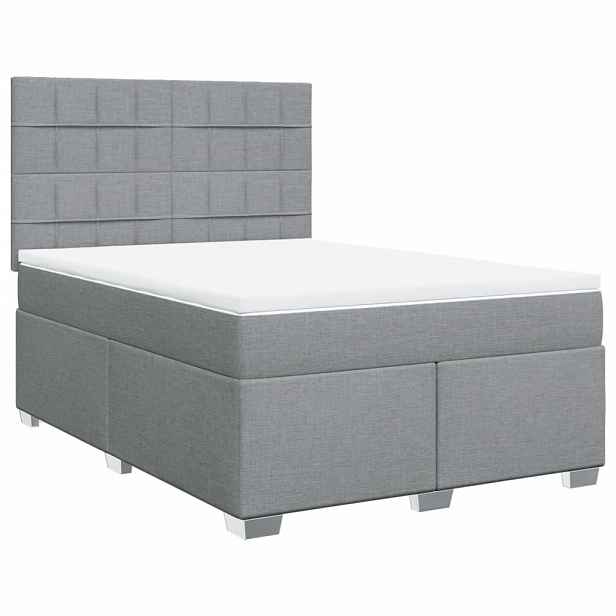 vidaXL Box spring postel s matrací světle šedá 140 x 200 cm textil