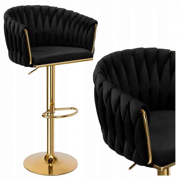 Barová židle Cofton Gold velurová černá Velvet