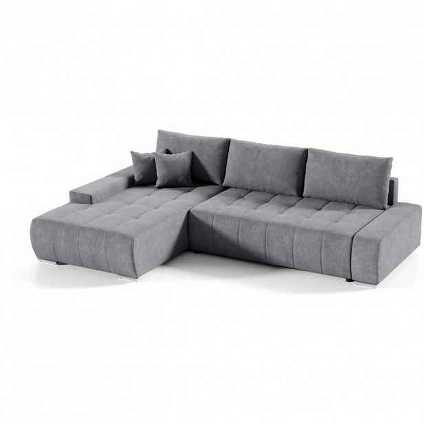 Beautysofa ROHOVÁ rozkládací pohovka Draco L tmavě šedá, levá, velurová látka