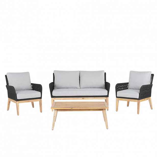 Beliani LOUNGE SADA 4-místná Akáciové dřevo Šedá Merano