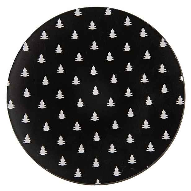 Černo-bílý servírovací talíř se stromky Black&White X-Mas - Ø 33*1 cm Clayre & Eef