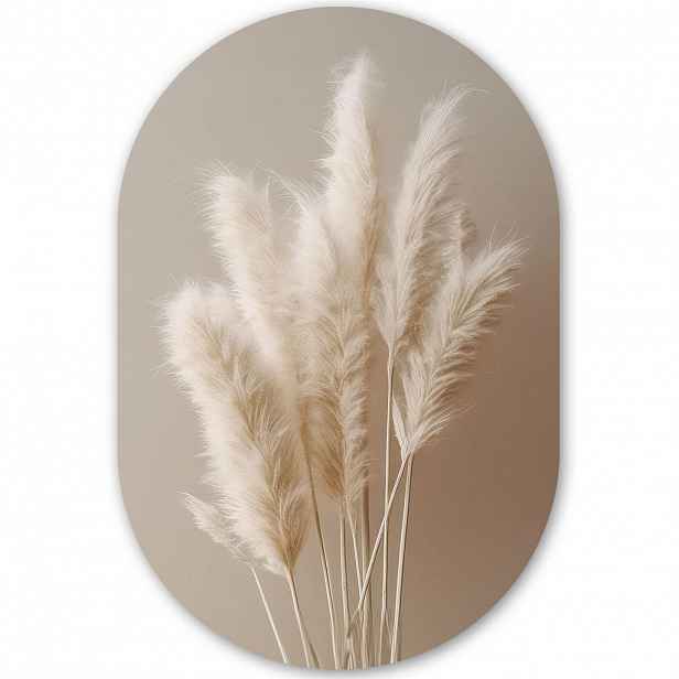 MuchoWow NÁSTĚNNÝ OBRAZ Pampová tráva - Plumes - Pastelová - Bílá 60x90 cm