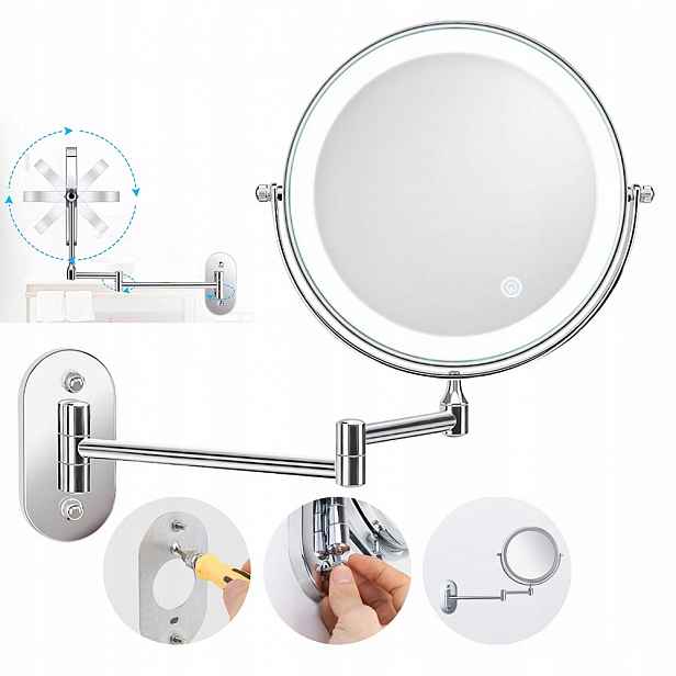 Nástěnné kosmetické zvětšovací zrcátko na make-up s Led světlem