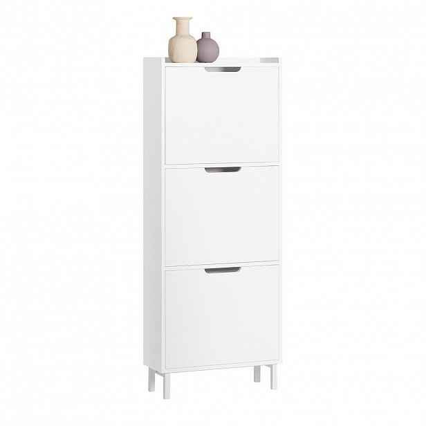 SoBuy BOTNÍK se třemi zásuvkami Bílá 50x19x129cm Minimalistický