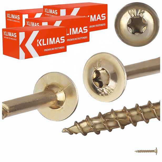 Tesařské vruty Torx 8x60 mm 200 ks talířové na dřevo Klimas Wkcp