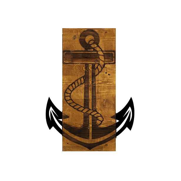 Wallity Nástěnná dřevěná dekorace ANCHOR hnědá/černá