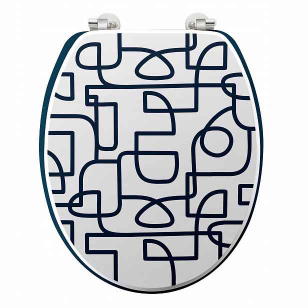 Wc Sedátko na toalety Mdf, 37,5 x 46, bílá s modrým vzorem