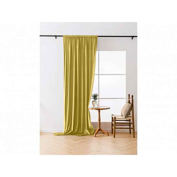 Zatemňovací závěs VELVET 140x270 cm, hořčicový Zavěšení: Řasící páska