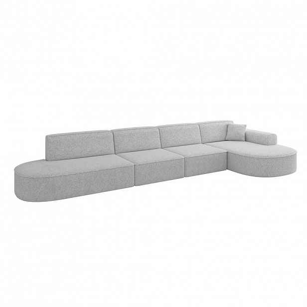ALTDECOR ROHOVÁ SEDACÍ SOUPRAVA s otomanem vpravo MARI-L3 – 413 × 171 × 79 cm, šedá látka