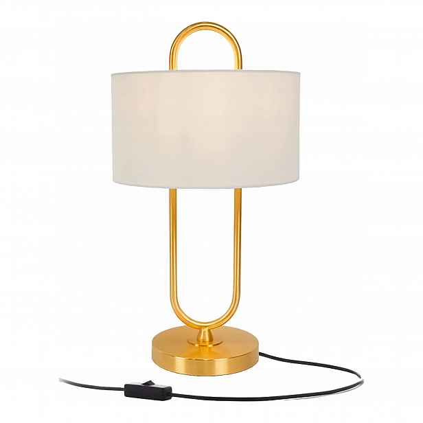 Moderní stolní lampa Zlatá základna U s lněným stínidlem E27 do obývacího pokoje