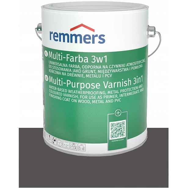 Remmers Multi-Barva 3v1 na dřevo Pvc kov 7754 Ocelově Šedá 2,5L Outlet