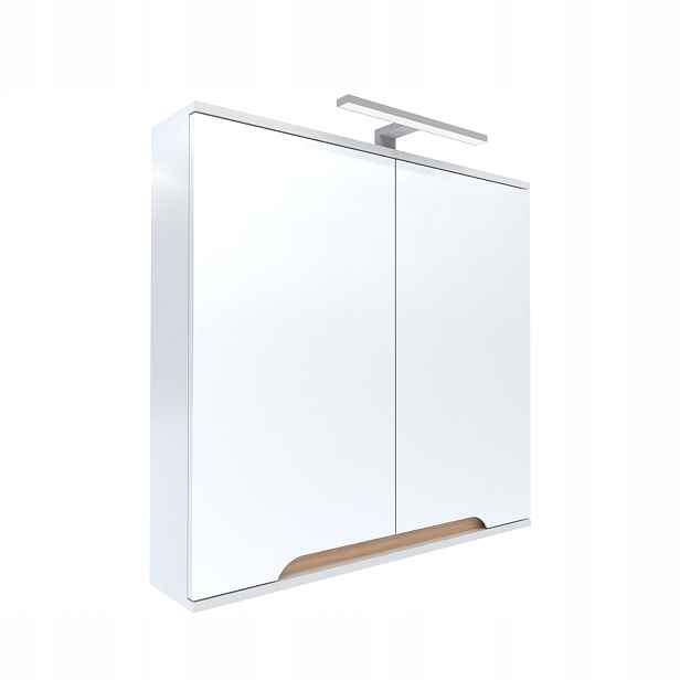 Skříňka se zrcadlem 80x16x75 bílá/dub Led chrom Omeble