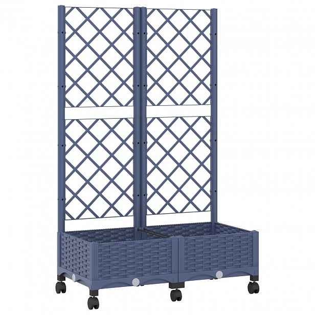 vidaXL Zahradní truhlík s treláží a koly Modro šedá 80 x 40 x 131,5 cm