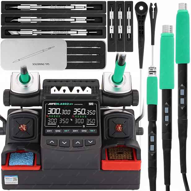 Sada Pájecí Stanice Aifen A902 Pro 350W 3V1 9 Hrotů C115 C210 C245