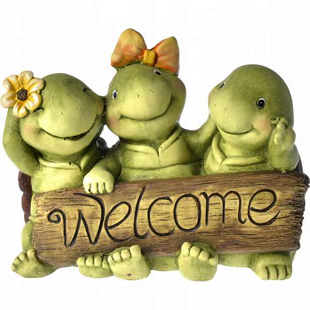Dekorativní Figurka Z Cementu S Želvami A Nápisem Welcome 35X20 5X28 CM