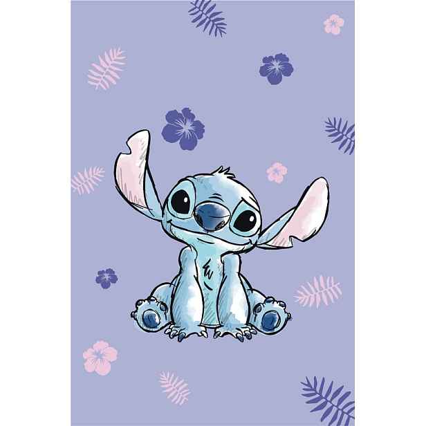 Fialová dětská deka z mikroflanelu 100x150 cm Lilo and Stitch – Jerry Fabrics
