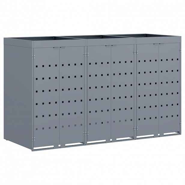 vidaXL Úložný box na 3 popelnice Světle šedá 204 x 77,5 x 121,5 cm