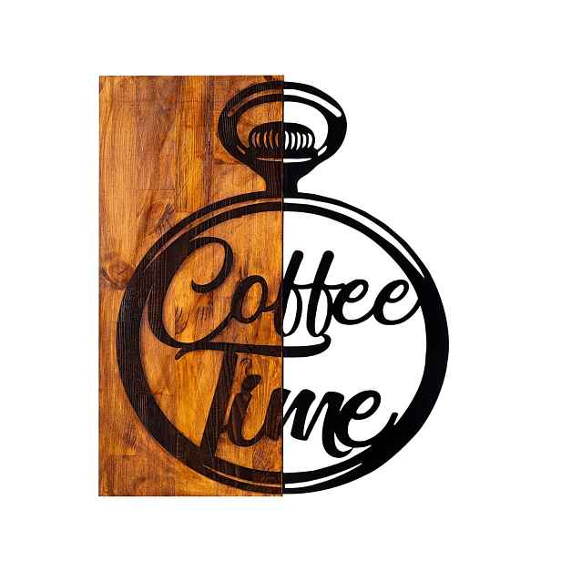 Wallity Nástěnná dřevěná dekorace COFFEE TIME hnědá/černá