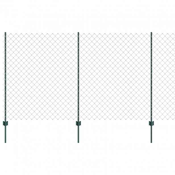 vidaXL Plot s řetězovým odkazem a sloupkem 10 x 1,4 m Zelená Síťovina