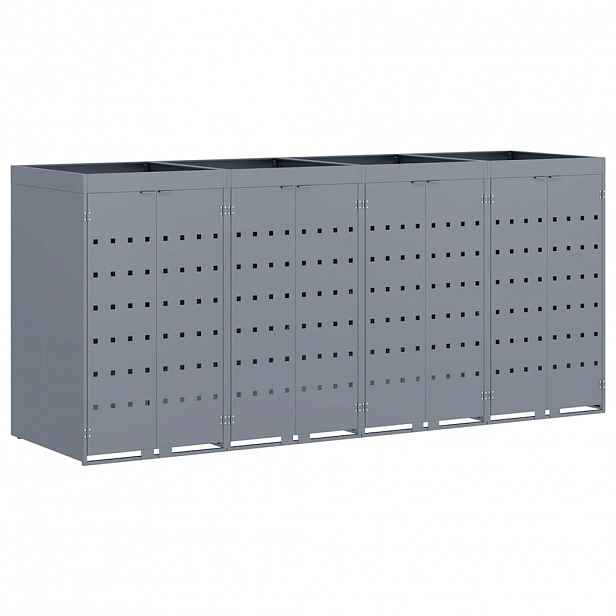 vidaXL Úložný box na 4 popelnice Světle šedá 272 x 77,5 x 121,5 cm