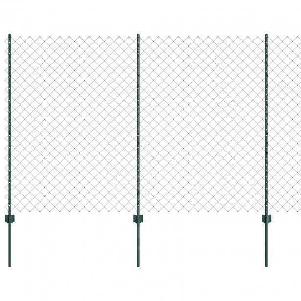 vidaXL Plot s řetězovým odkazem a sloupkem 10 x 1,6 m Zelená Síťovina
