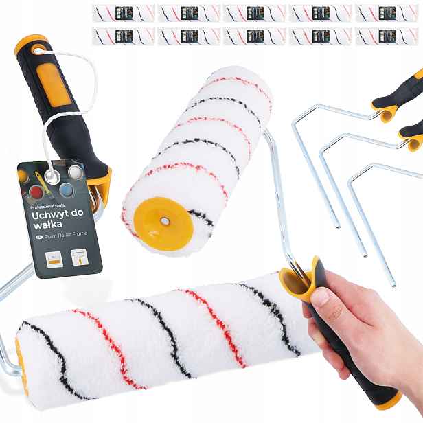 10 x Zásoba Válečku 25 cm Malířský váleček Lakovacích Barev Náplň 3x Rýhovač H0