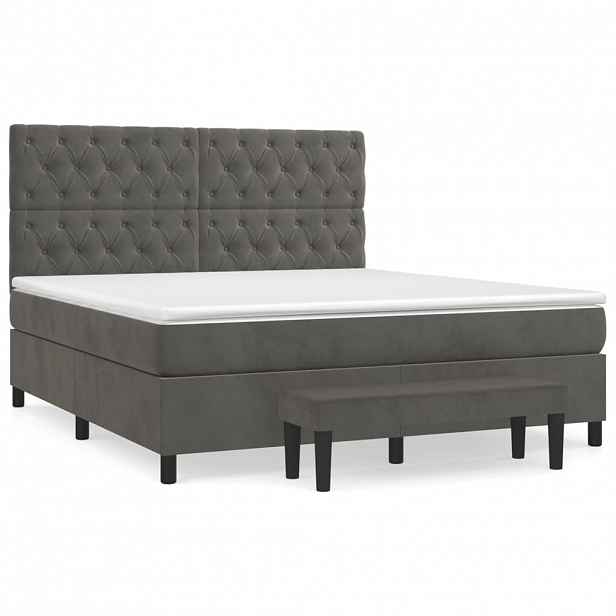 vidaXL Box spring postel s matrací tmavě šedá 160x200 cm samet