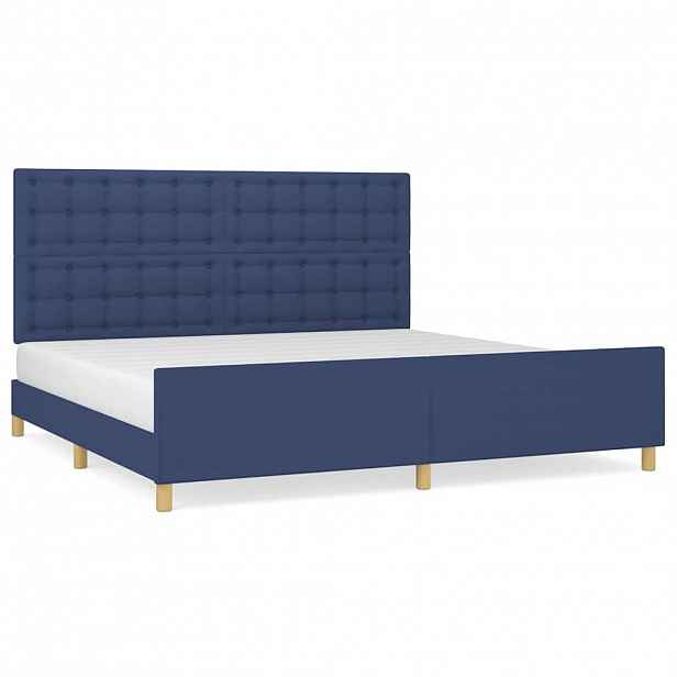 vidaXL Rám postele bez matrace modrý 200 x 200 cm textil