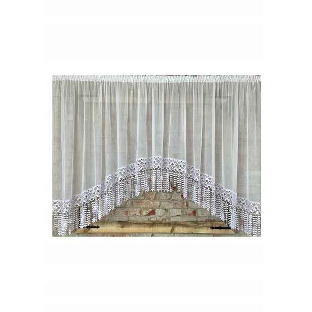 Hotová záclona 500x130, voál, 30 cm velké boho třásně