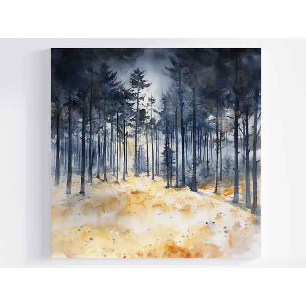 Obraz Na Plátně Canvas Akvarel Krajina Les Stromy Příroda 50x50