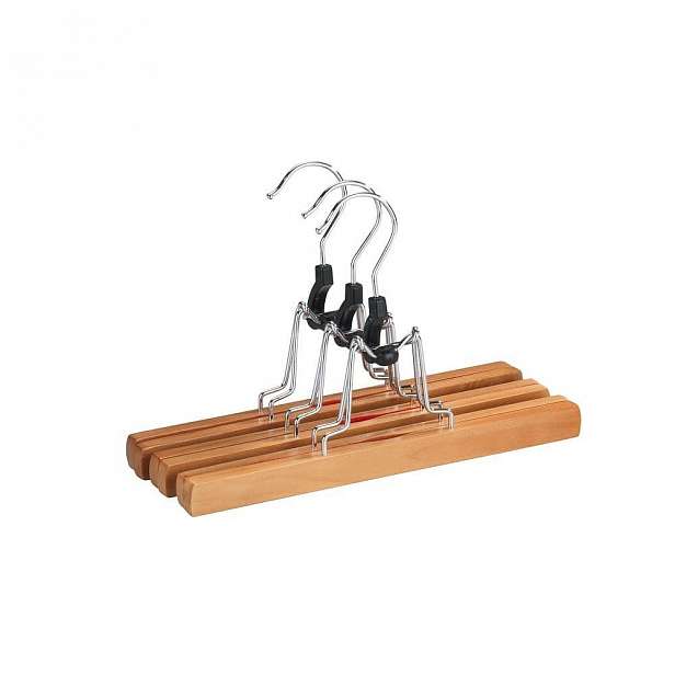 Sada 3 dřevěných ramínek na kalhoty Wenko Clamping Hanger