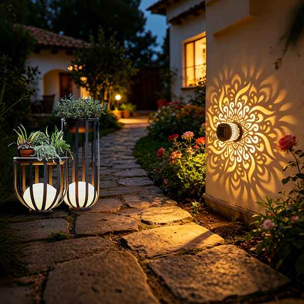 TEMU Mandala Light, solární světlo na plot, venkovní projekční nástěnné světlo, barevný mandaly, LED solární světlo, vhodné pro osvětlení zahrady,