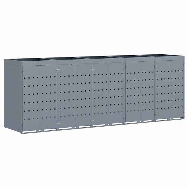 vidaXL Úložný box na 5 popelnic Světle šedá 340 x 77,5 x 121,5 cm