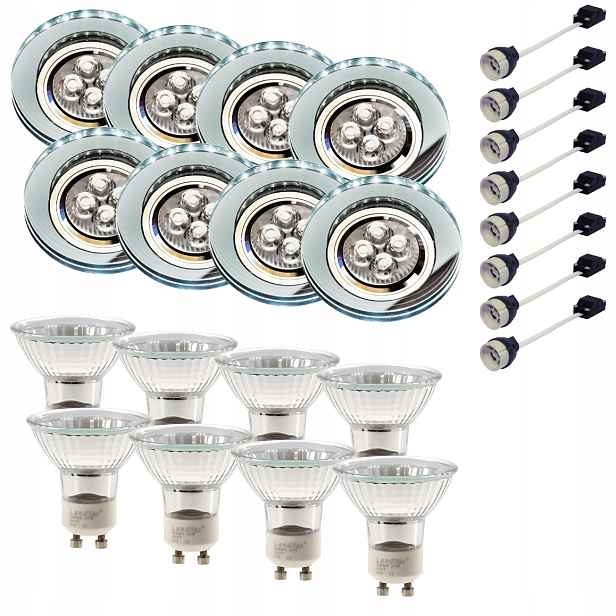 8x Halogenové stropní svítidlo Bílý Led pásek žárovka GU10 50W Sada