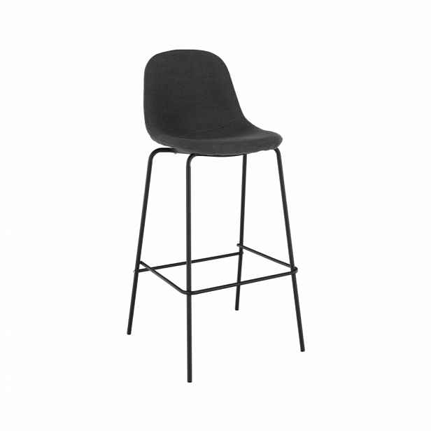 Barová židle MARIOLA 2 NEW tmavě šedá látka / kov